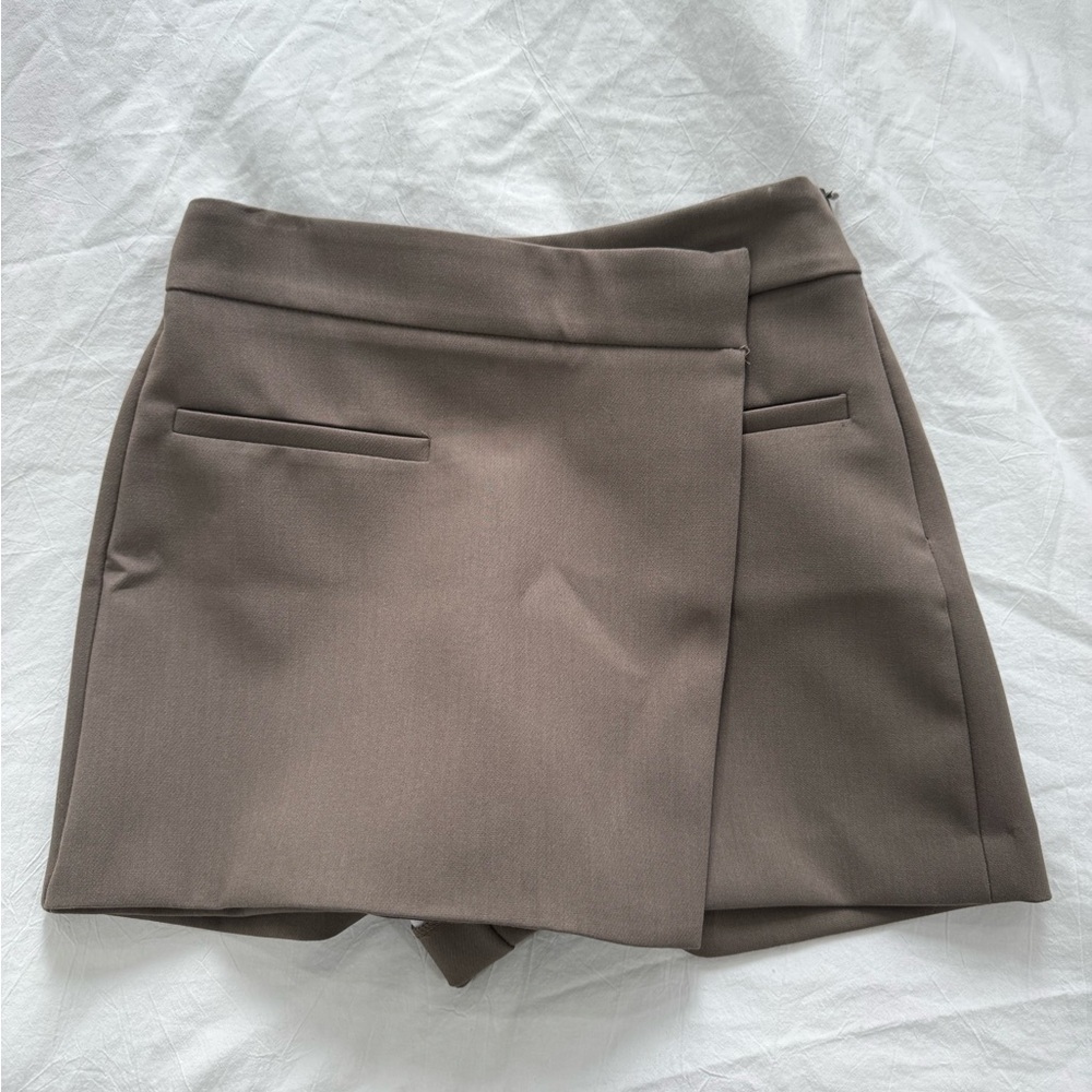 Zara Taupe Wrap Skort